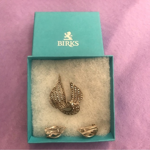 Birks Set brooch and clip on earrings 1930's - Picture 2 of 12